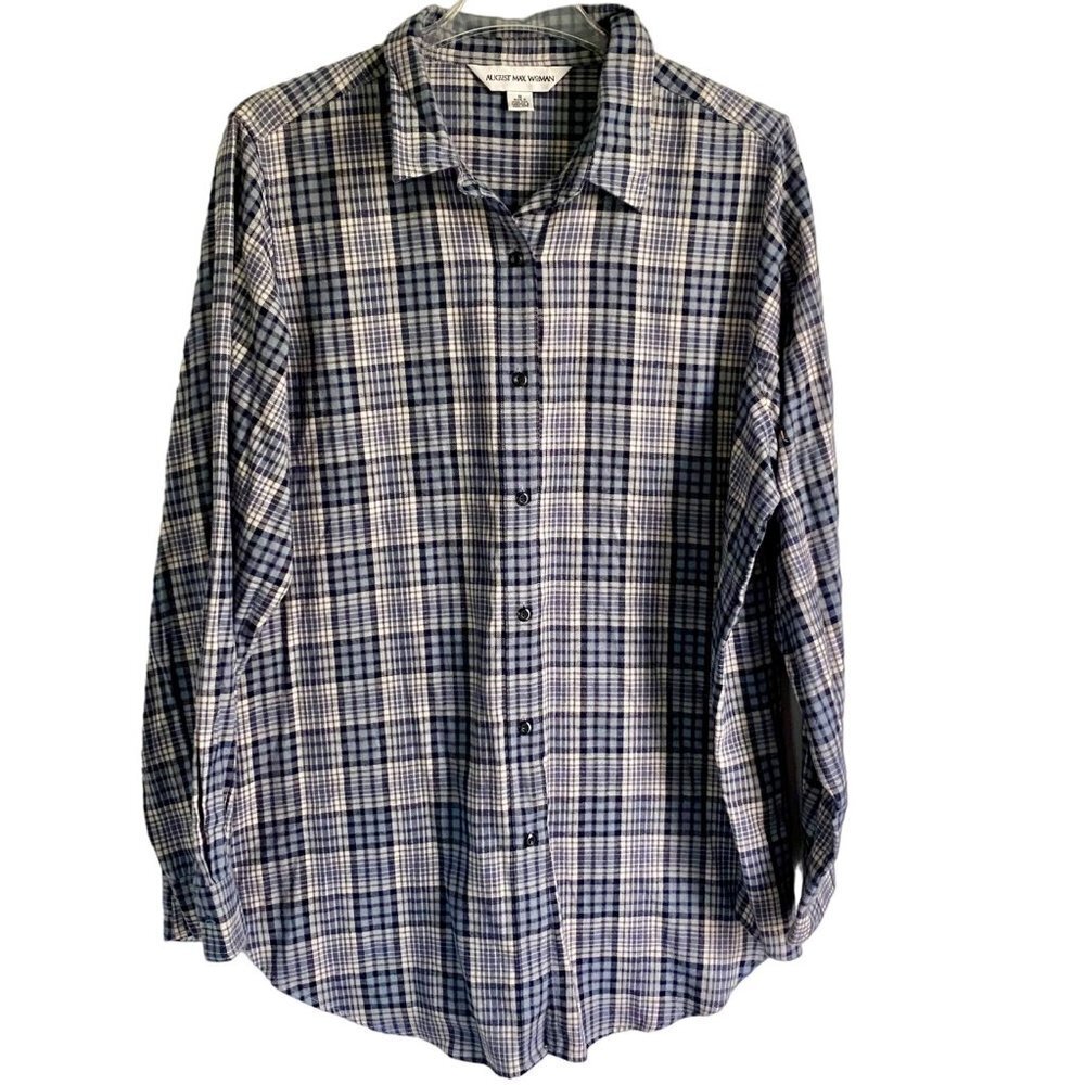 August Max Woman Plaid Long Sleeve Button Up Shirt Size 1X NEW